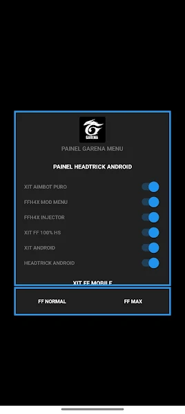 Screenshot of Garena Panel Free Fire gameplay utility